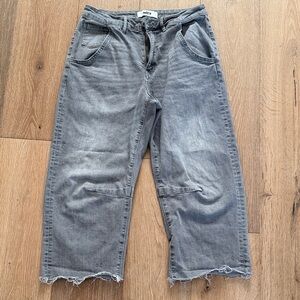Mica Wide Leg Flare Jeans in Washed Gray